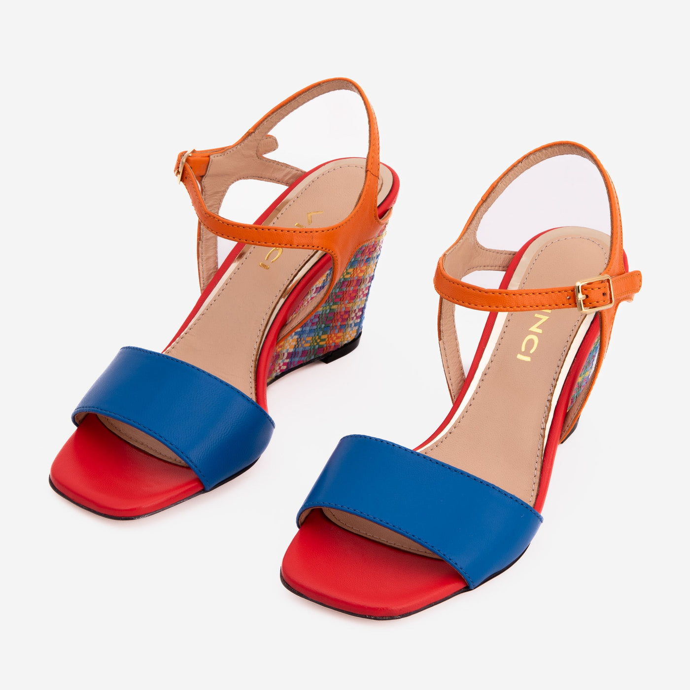 The Mosaic Multicolor Wedge Heel Leather Women Sandal - Glamourous Grace