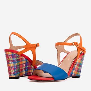 The Mosaic Multicolor Wedge Heel Leather Women Sandal - Glamourous Grace