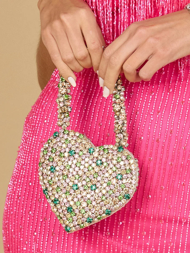 Beaded Mini Heart Bag - Glamourous Grace
