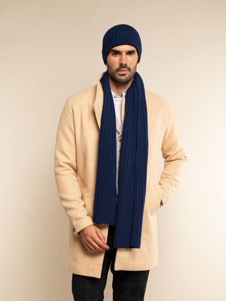 Milano (navy blue) - Italian 100% cashmere ribbed beanie (unisex) - Glamourous Grace