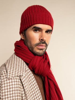 Milano (red) - Italian 100% cashmere ribbed beanie (unisex) - Glamourous Grace