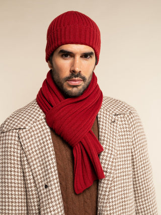 Milano (red) - Italian 100% cashmere ribbed beanie (unisex) - Glamourous Grace