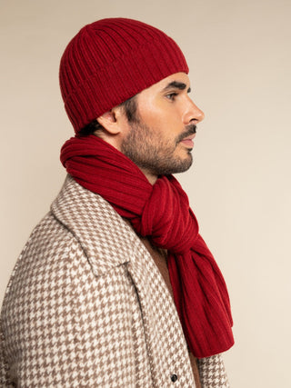 Milano (red) - Italian 100% cashmere ribbed beanie (unisex) - Glamourous Grace