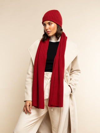 Milano (red) - Italian 100% cashmere ribbed beanie (unisex) - Glamourous Grace