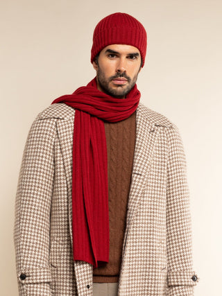 Milano (red) - Italian 100% cashmere ribbed beanie (unisex) - Glamourous Grace