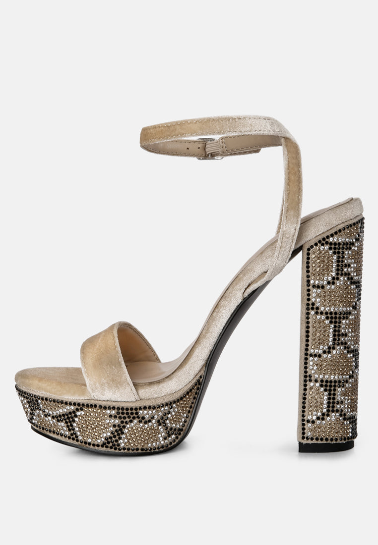 Zircon Rhinestone Patterned High Heel Sandals - Glamourous Grace