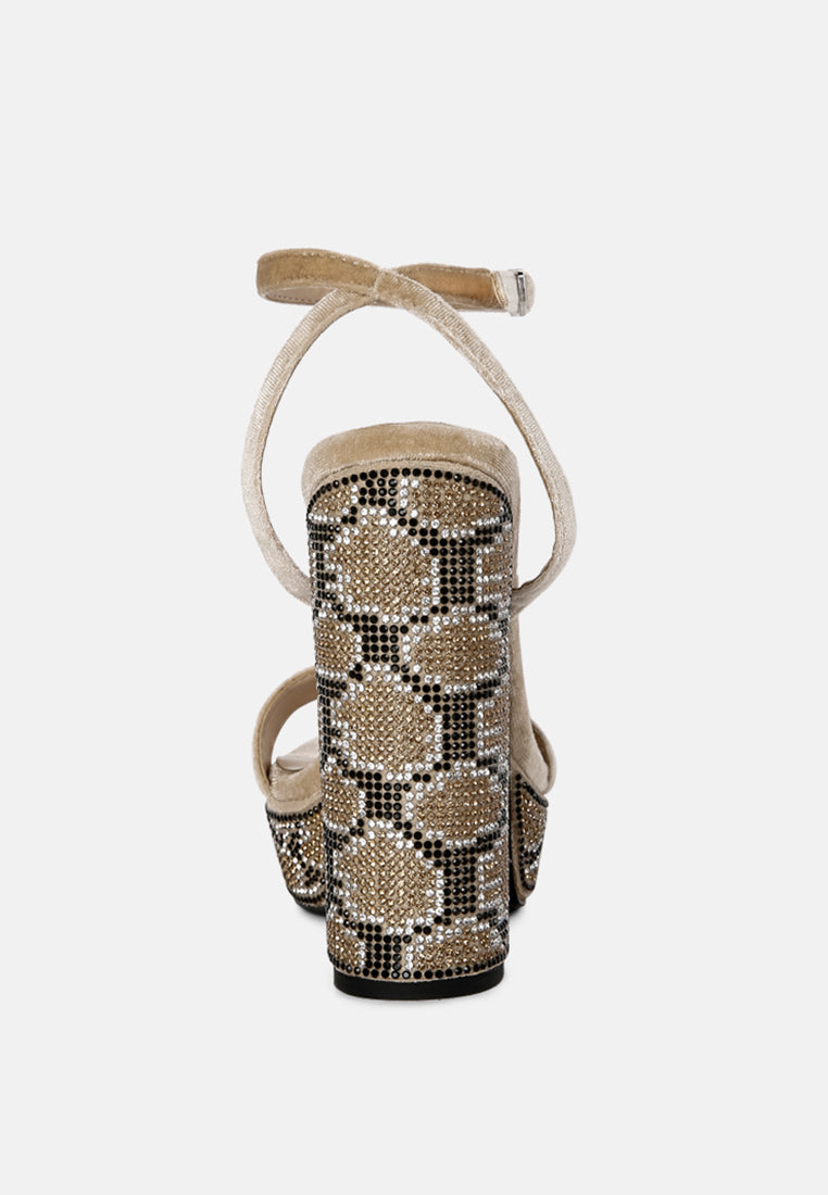 Zircon Rhinestone Patterned High Heel Sandals - Glamourous Grace