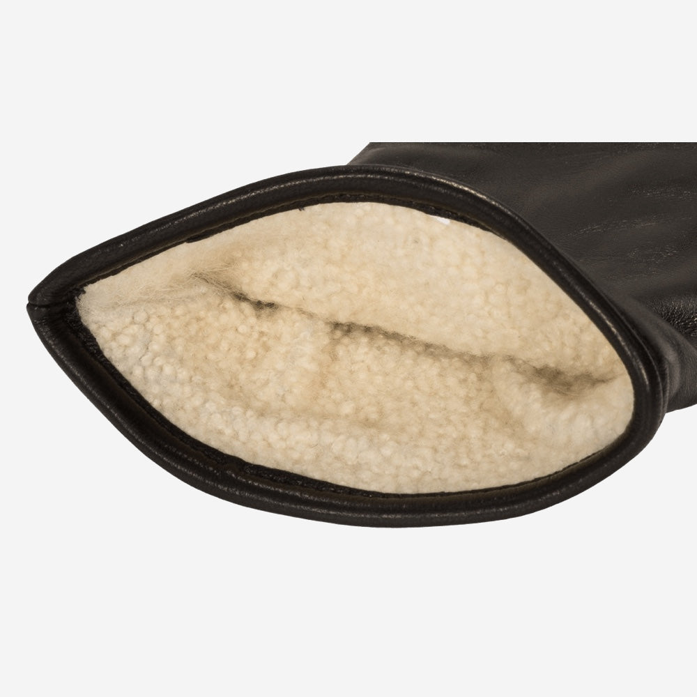 Bella (black) - Italian lambskin leather gloves with lambswool lining & touchscreen feature - Glamourous Grace