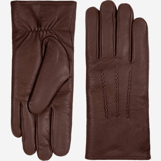 Benjamin (brown) – Thick goatskin leather gloves with warm lambswool lining & touchscreen feature - Glamourous Grace