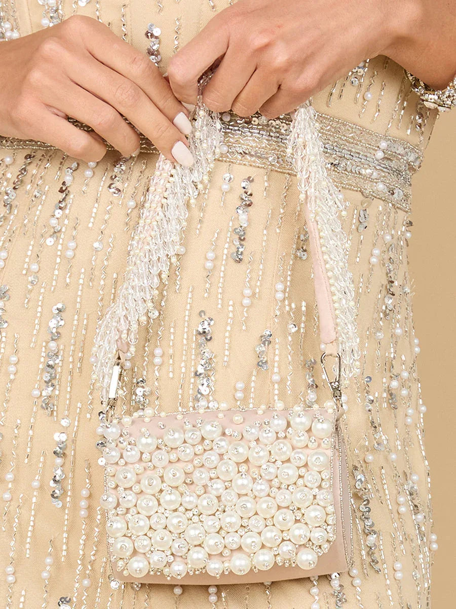 Mini Flap Bag with Pearls Handle - Glamourous Grace