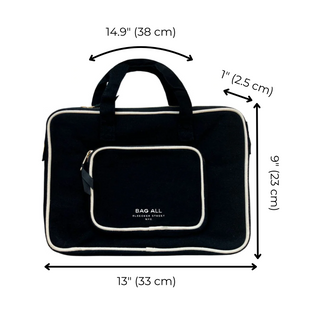 Laptop Case 13", Handle & Charger Pocket – Black - Glamourous Grace