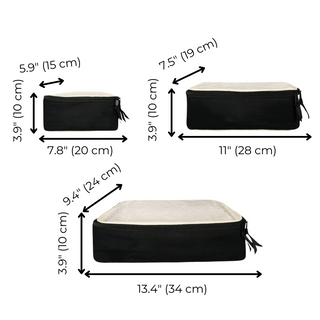 Personalized Packing Cubes, 3-pack – Black - Glamourous Grace