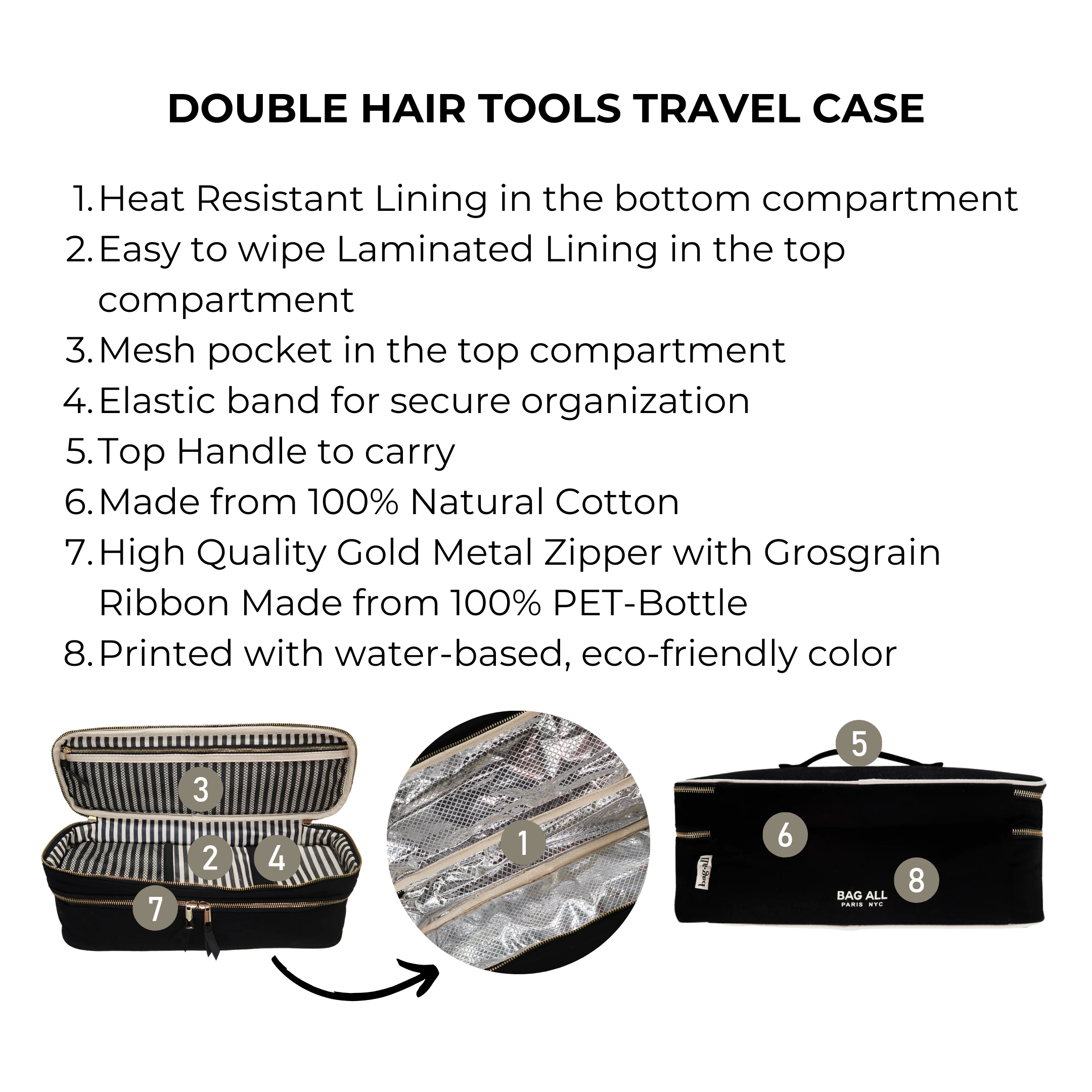 Double Hair Tools Travel Case – Black - Glamourous Grace