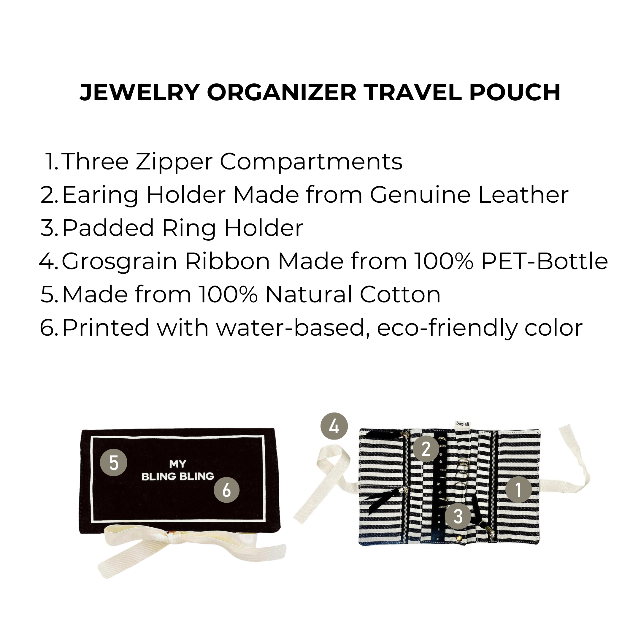 Jewelry Organizer, Travel Pouch – Bling Bling – Black - Glamourous Grace