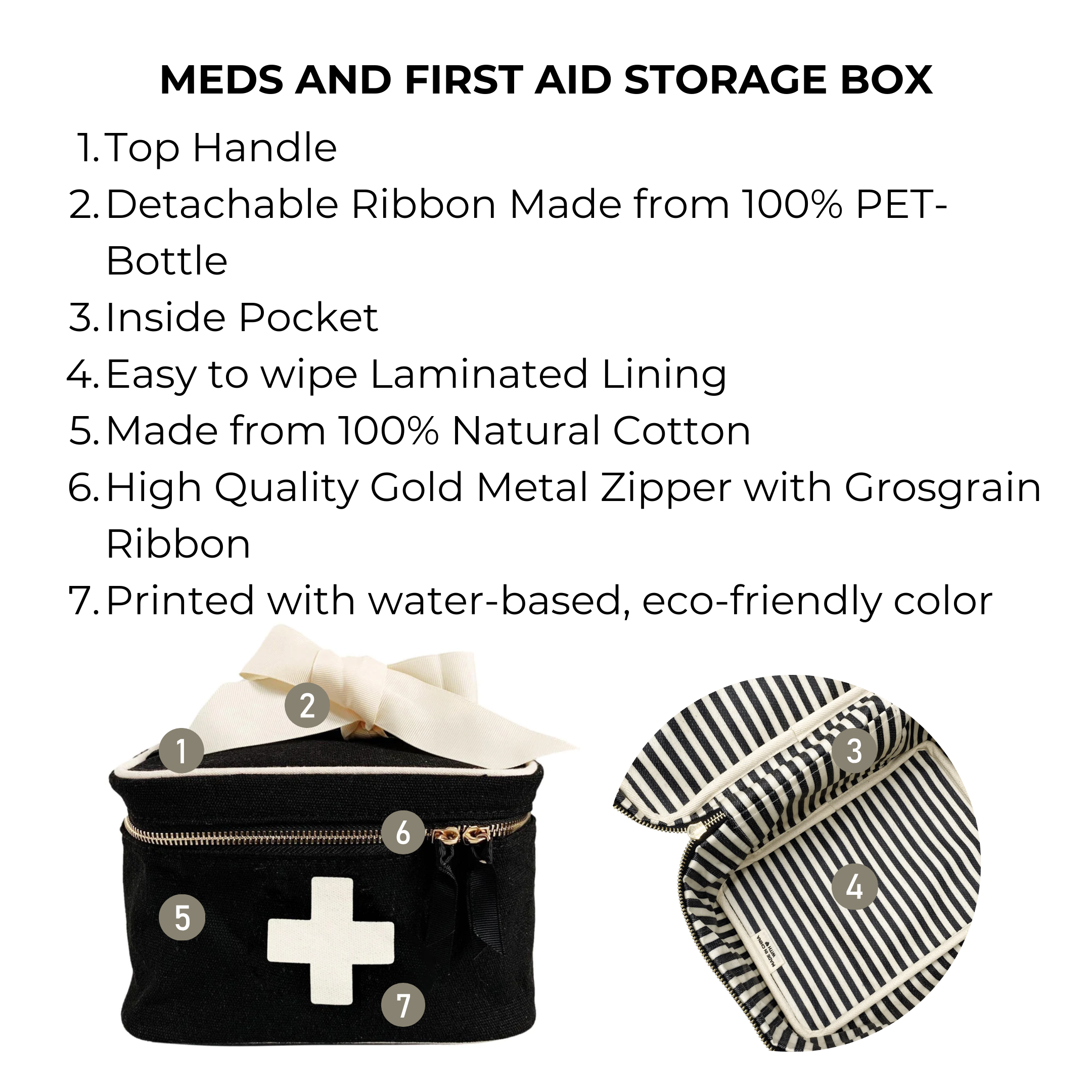 Meds and First Aid Storage Box – Black - Glamourous Grace