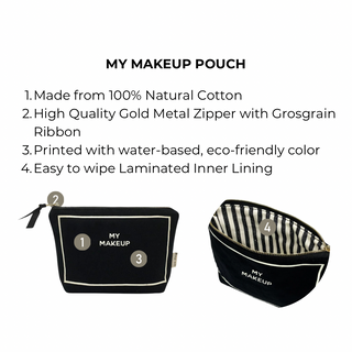 My Makeup Pouch, Coated Lining – Black - Glamourous Grace