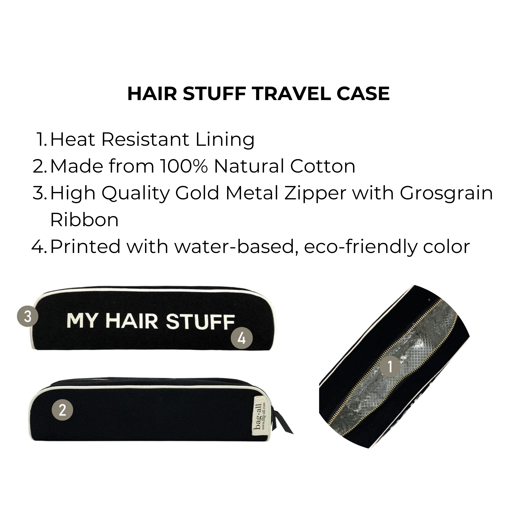 Hair Stuff Travel Case – Black - Glamourous Grace