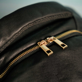 Black Leather Commuter Bag