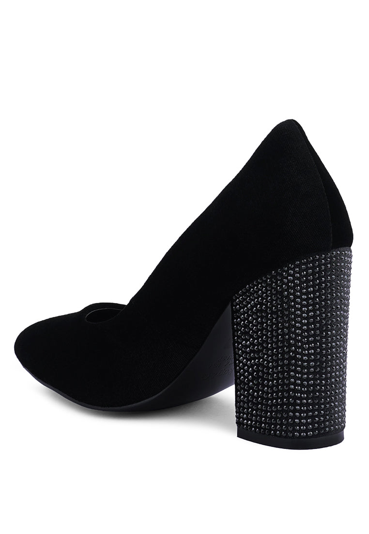 Cyber-Girl Rhinestone Block Heeled Pumps - Glamourous Grace