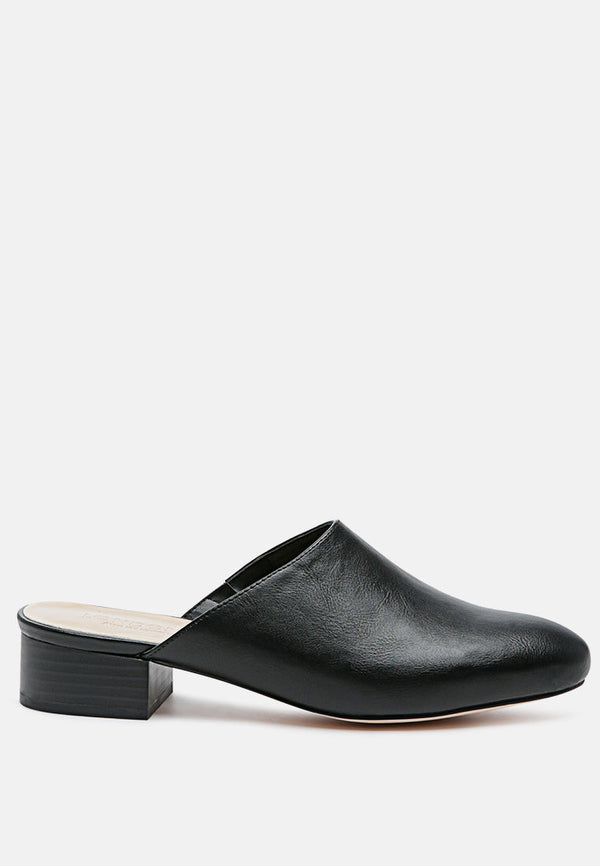 Daelia Solid Low Heel Mules - Glamourous Grace