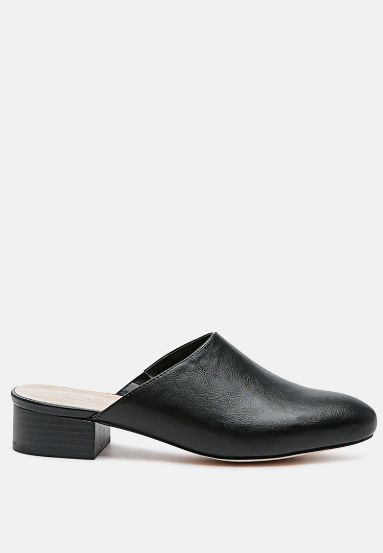 Daelia Solid Low Heel Mules - Glamourous Grace