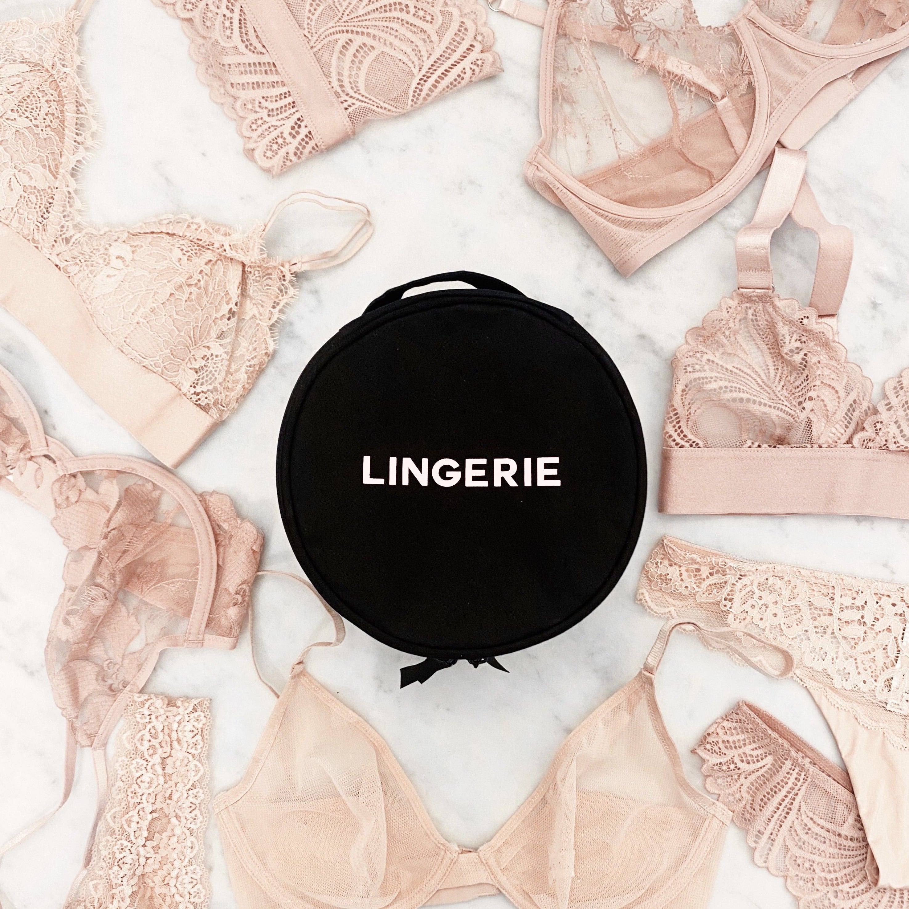 Round Lingerie Case – Black - Glamourous Grace