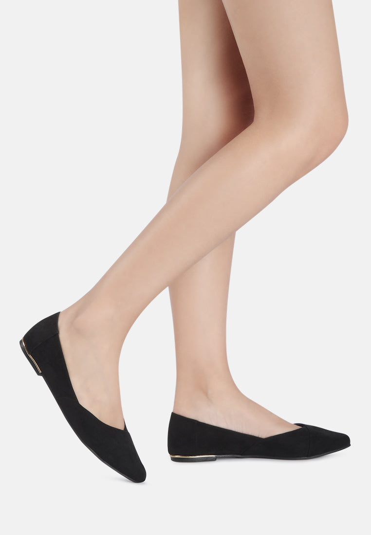 Geralda Suede Pointed Ballerinas - Glamourous Grace