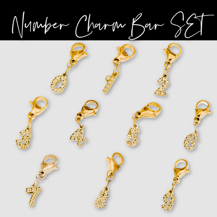 Bundled Number Charm Bar Chanelle Charms - WATERPROOF - Glamourous Grace