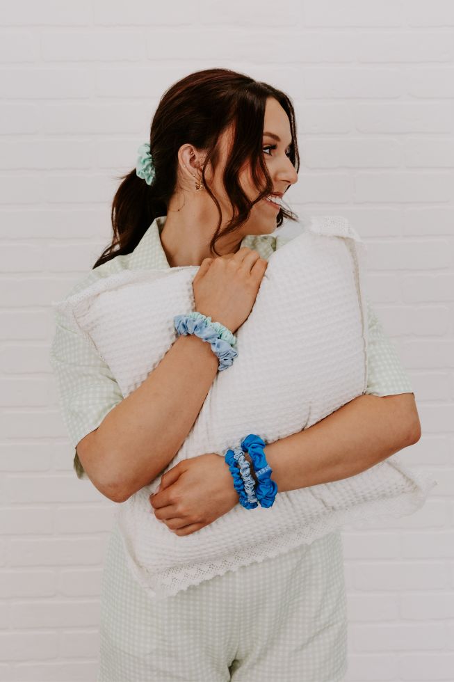 Blue My Mind Small Silk Scrunchies - Glamourous Grace