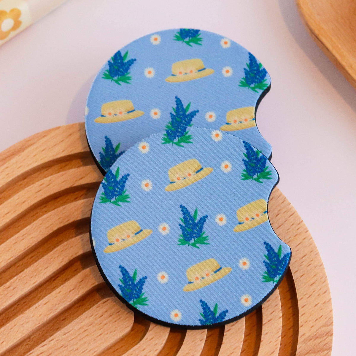 Sundays in the Bluebonnets Car Coaster (Set of 2) - Glamourous Grace