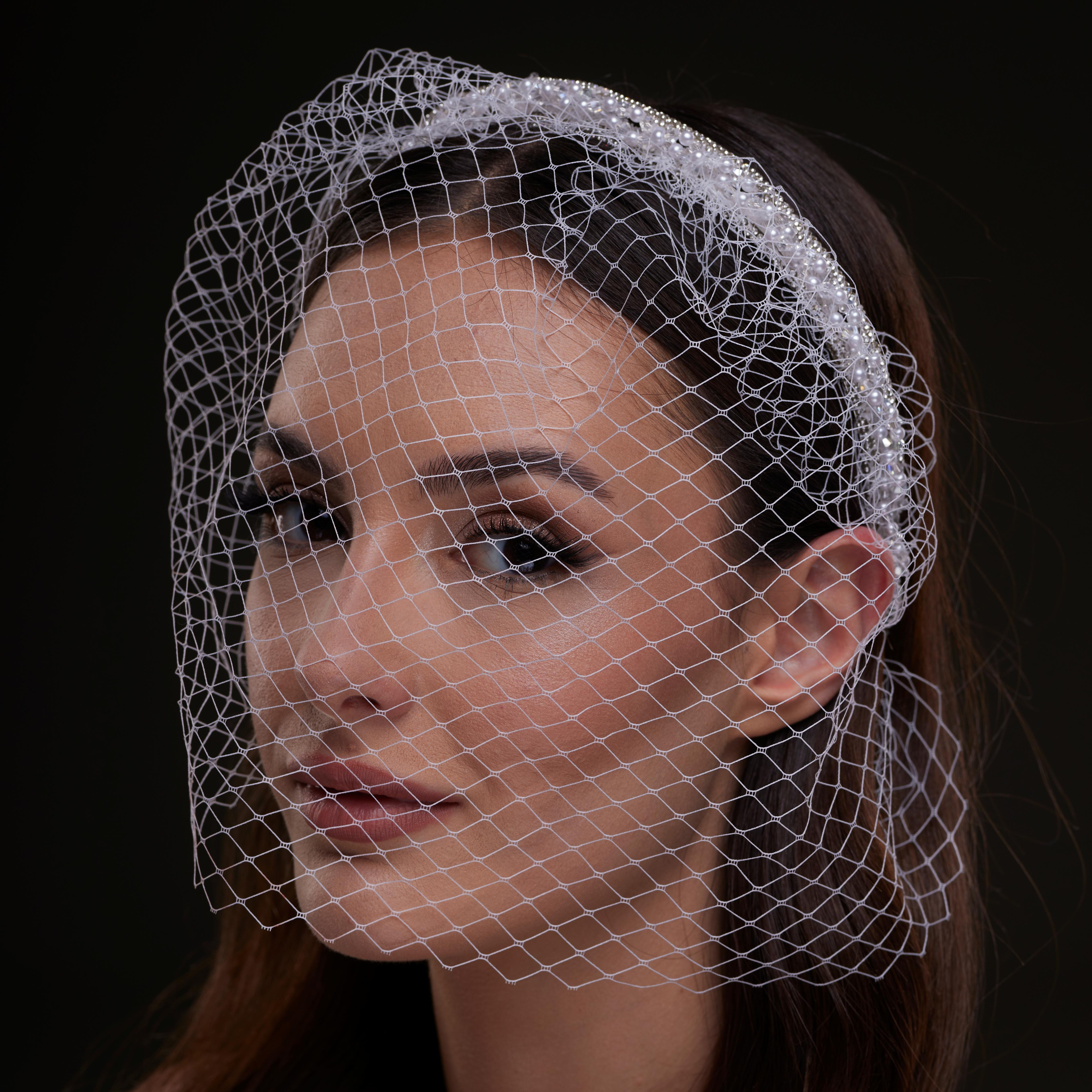 Bridal Birdcage Veil Headband - Glamourous Grace
