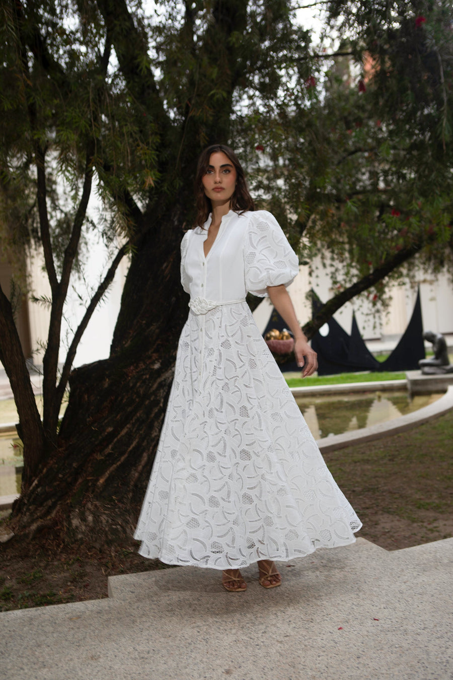 BROMELIA DRESS IN WHITE EYELET - Glamourous Grace