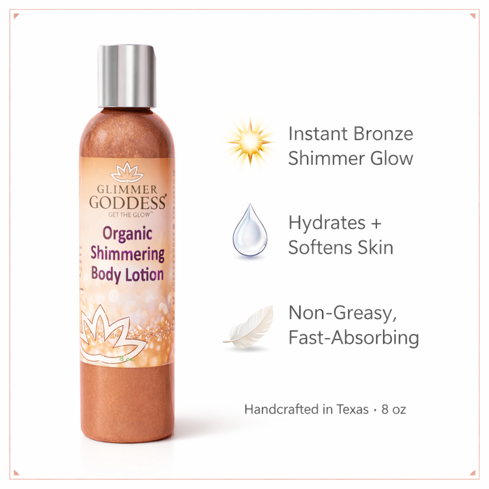 Organic Bronze Shimmer Body Lotion – Buildable Glow - Glamourous Grace
