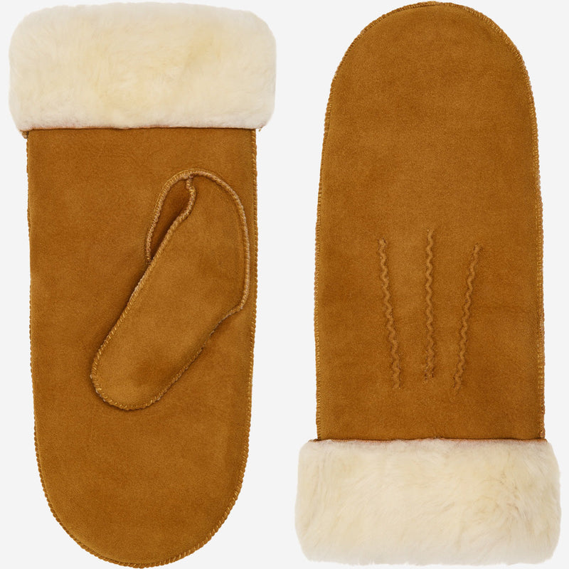 Brooke (camel) – Suede mittens with luxurious sheep fur lining - Glamourous Grace