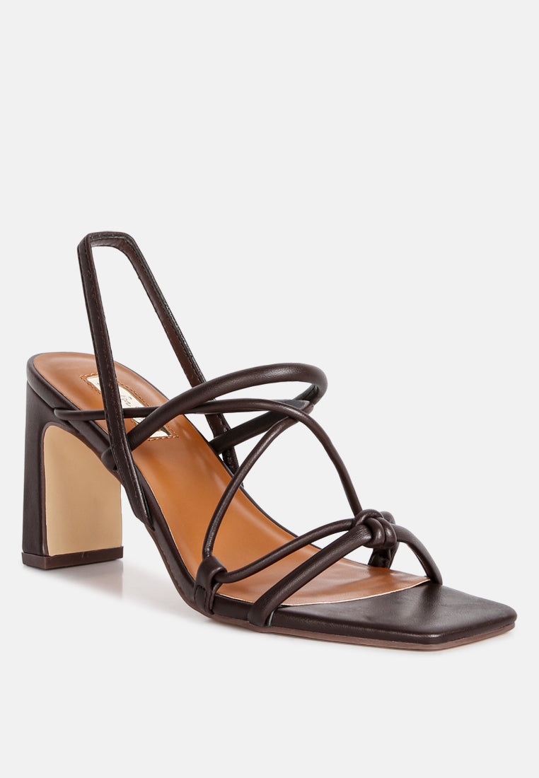 Two Strings Slingback Slim Block Heel Sandals - Glamourous Grace