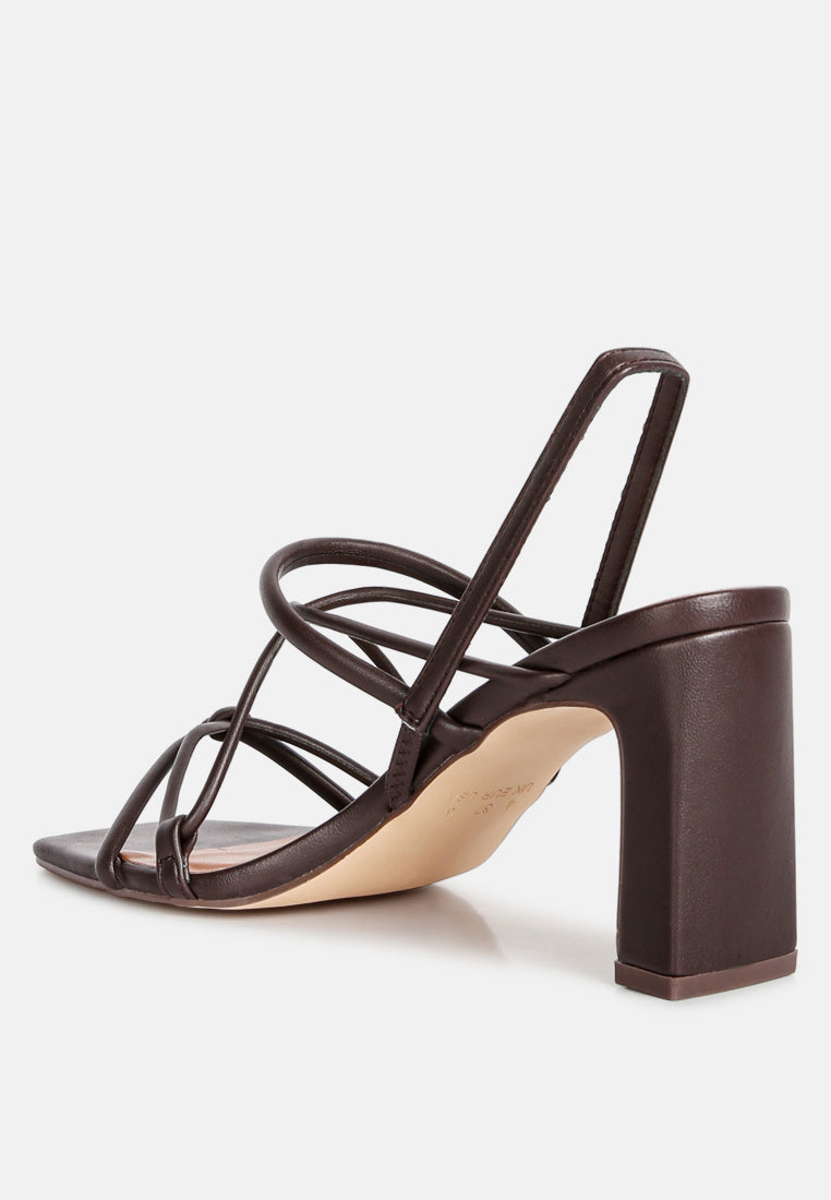 Two Strings Slingback Slim Block Heel Sandals - Glamourous Grace