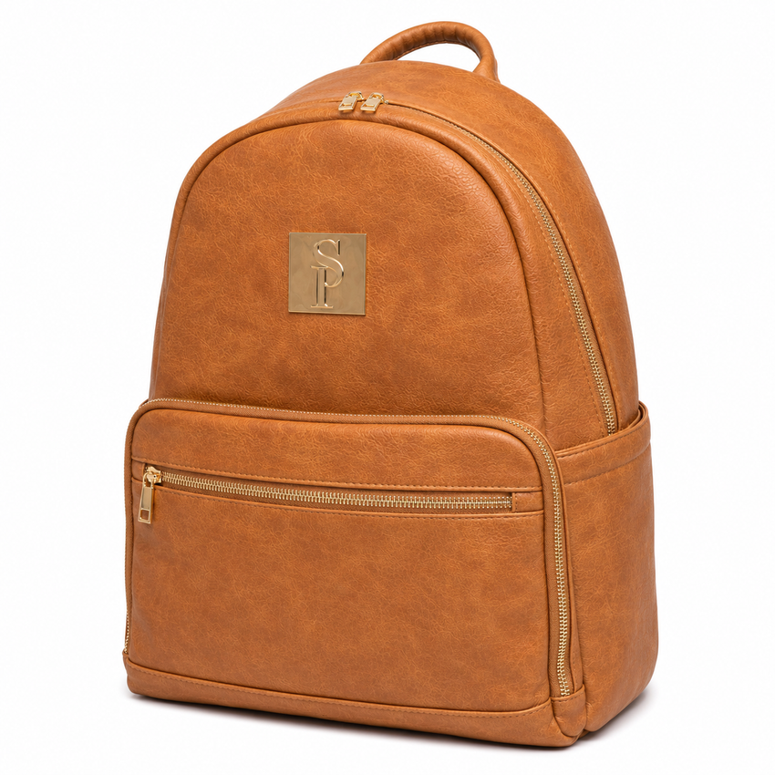 Brown Leather Carrier Backpack - Glamourous Grace