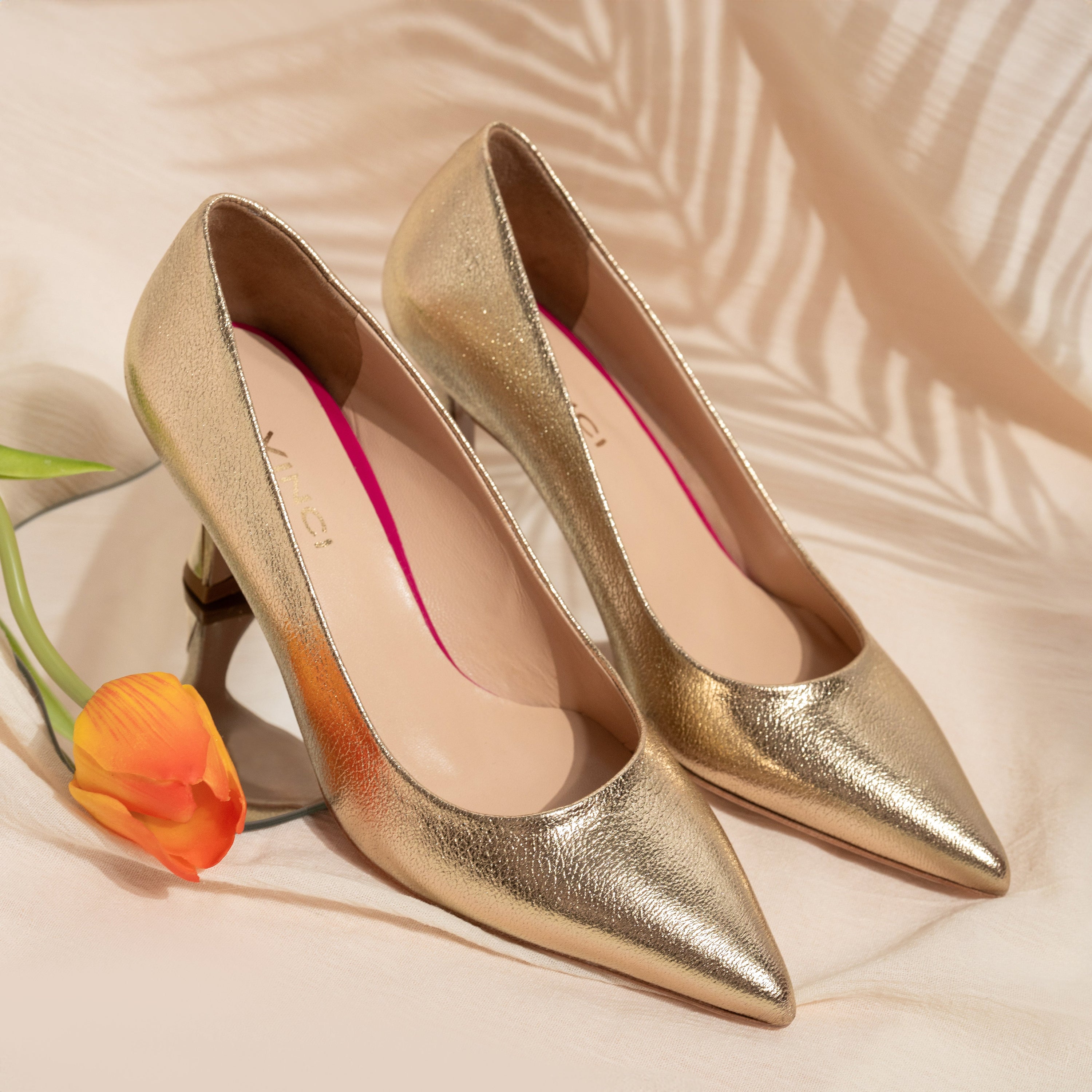 The Brunello Gold Leather Pump Women Shoe - Glamourous Grace