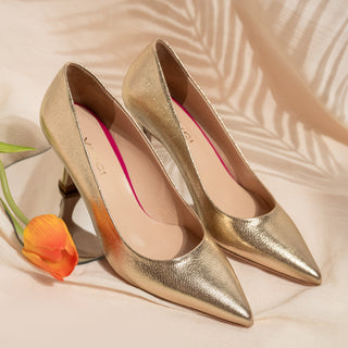 The Brunello Gold Leather Pump Women Shoe - Glamourous Grace