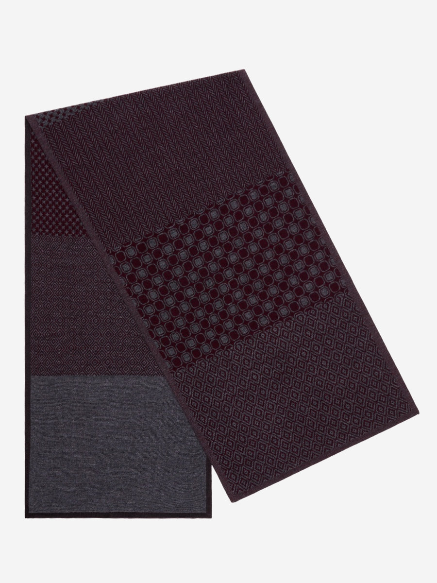 Bruno (grey/red) - Warm and soft Italian scarf from wool blend - Glamourous Grace