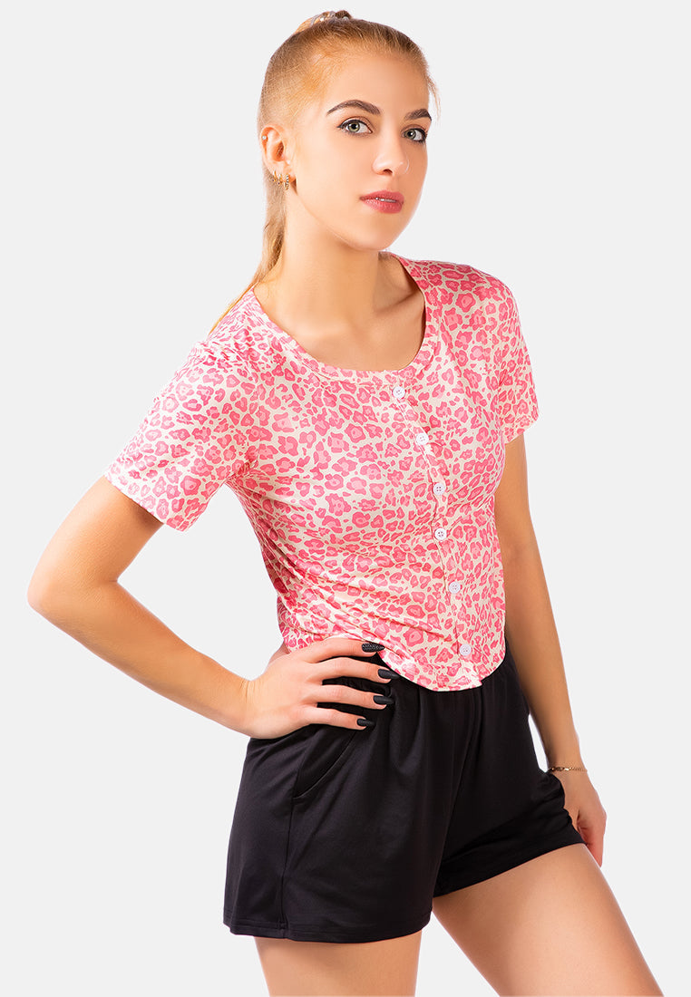Button Up Printed Blouse - Glamourous Grace