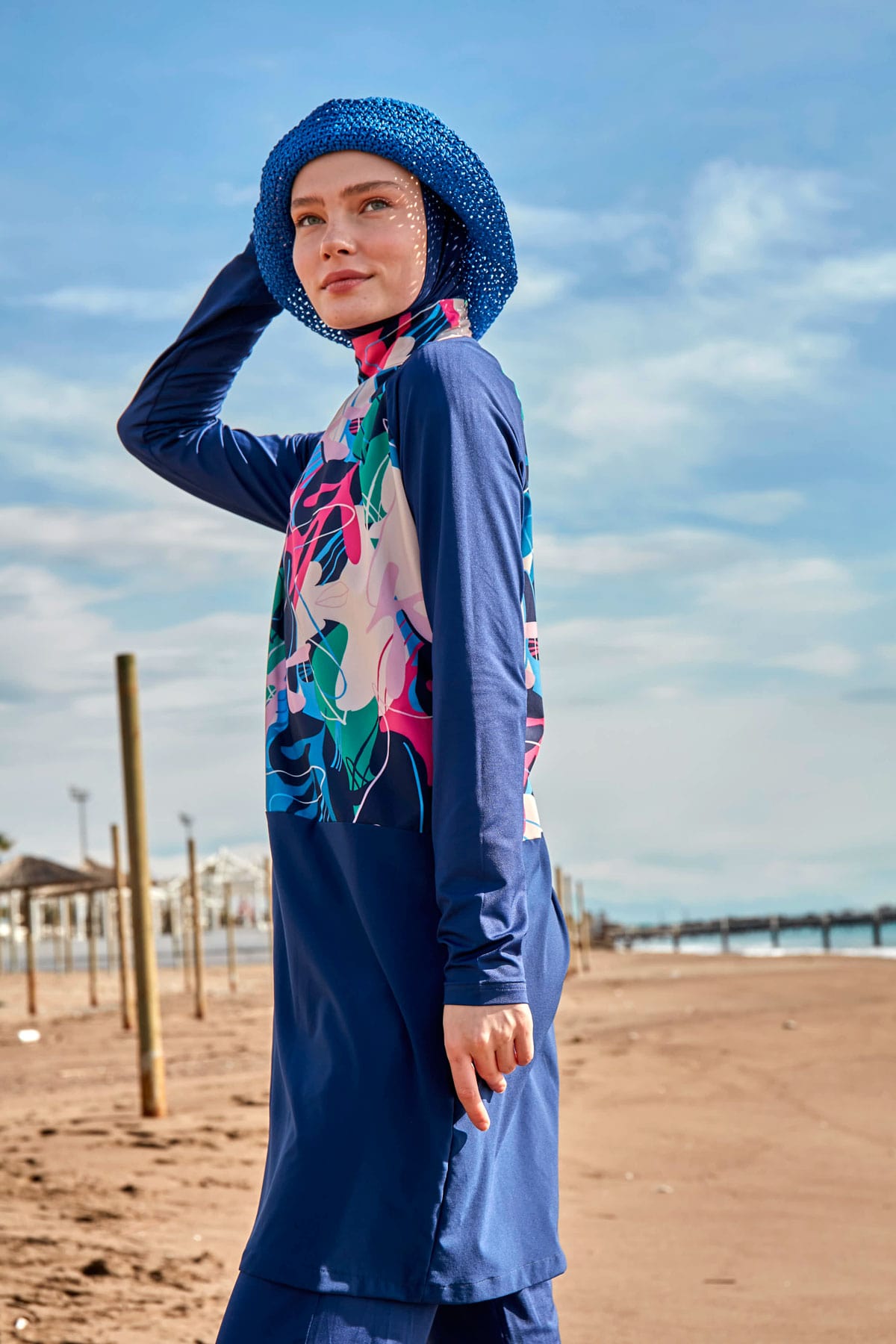 Lycra Navy Burkini Modest Swimwear-M2497 - Glamourous Grace