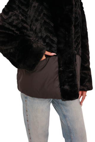Kaia Eco-Fur Down Fill Coat in Black