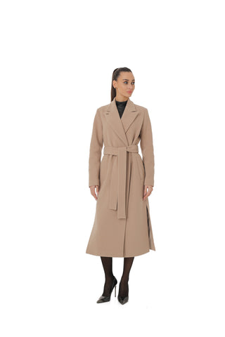 Arden Classic Wraparound Overcoat in Latte