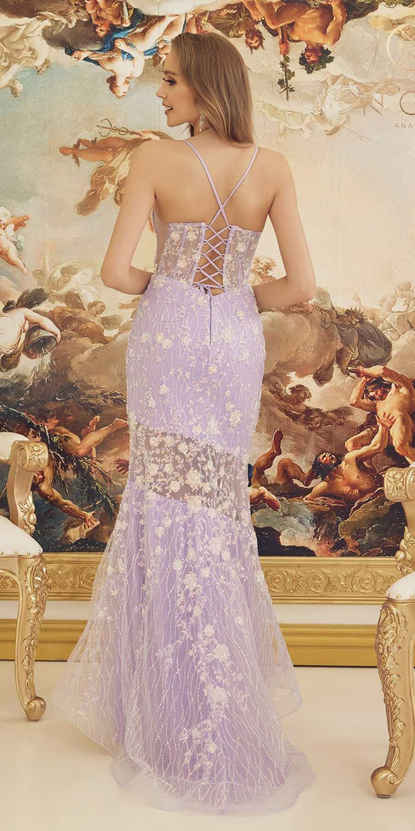 Nox Anabel C1195 Floor Length Fitted Sleeveless Floral Applique Gown - Glamourous Grace