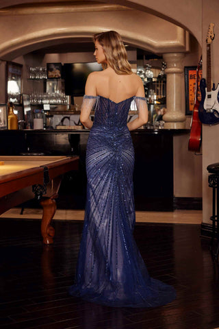Nox Anabel C1850 Off Shoulder Fully Beaded Fitted Prom Gown