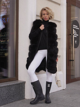 Genuine Polar Fox Fur Vest 90 cm