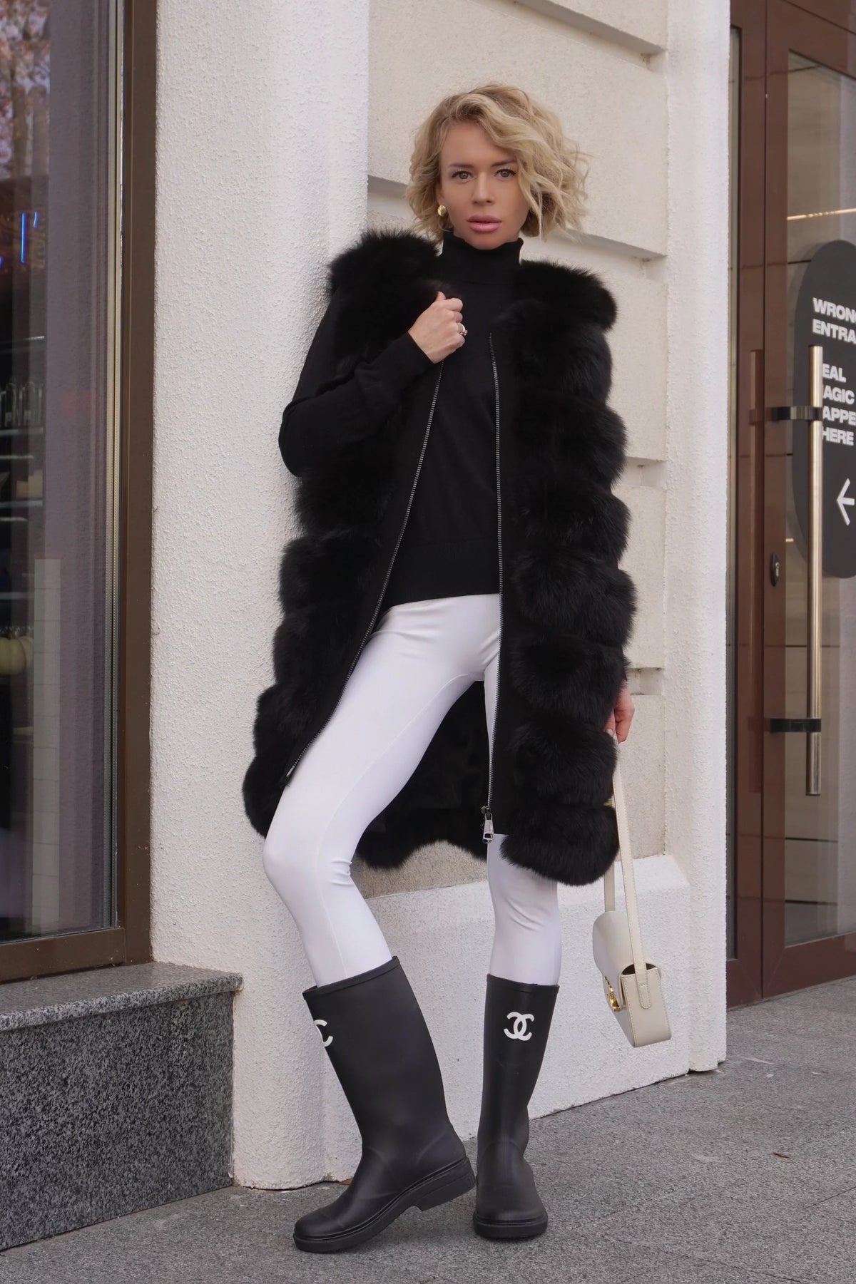 Genuine Polar Fox Fur Vest 90 cm