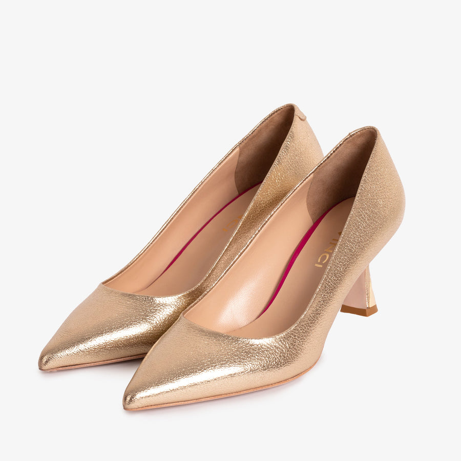 The Brunello Gold Leather Pump Women Shoe - Glamourous Grace