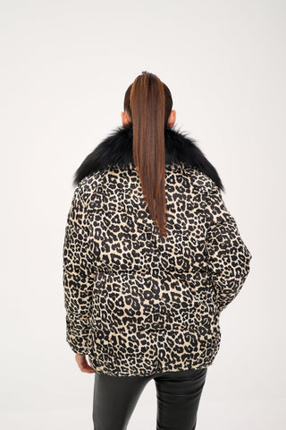 Genuine Fox Leopard Luxe Down Parka